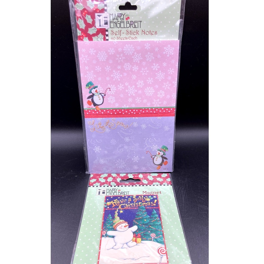 Mary Engelbreit Christmas Magnet And Sticky Notes- NEW